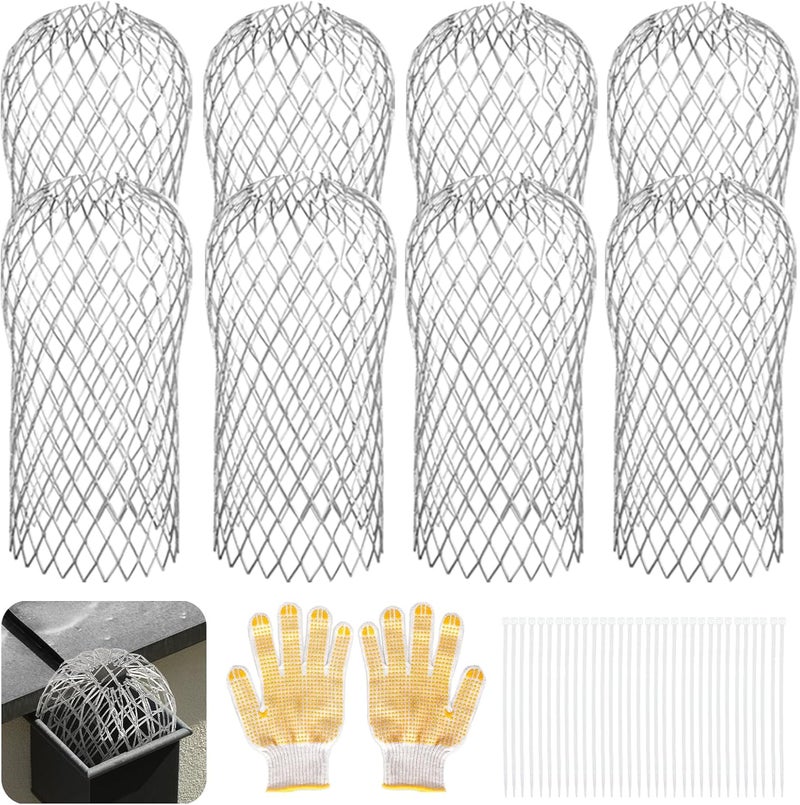 CAPHONT Gutter Guard 8 Pack, Gutter Downspout Guard 3.5 Inch Adjustable Aluminum Leaf Filter Strainer Gutter Guards Mesh Preventing Blockage Leaves Debris - Image 1
